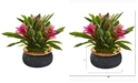 Nearly Natural 11in. Bromeliad Artificial Plant in Stoneware Planter